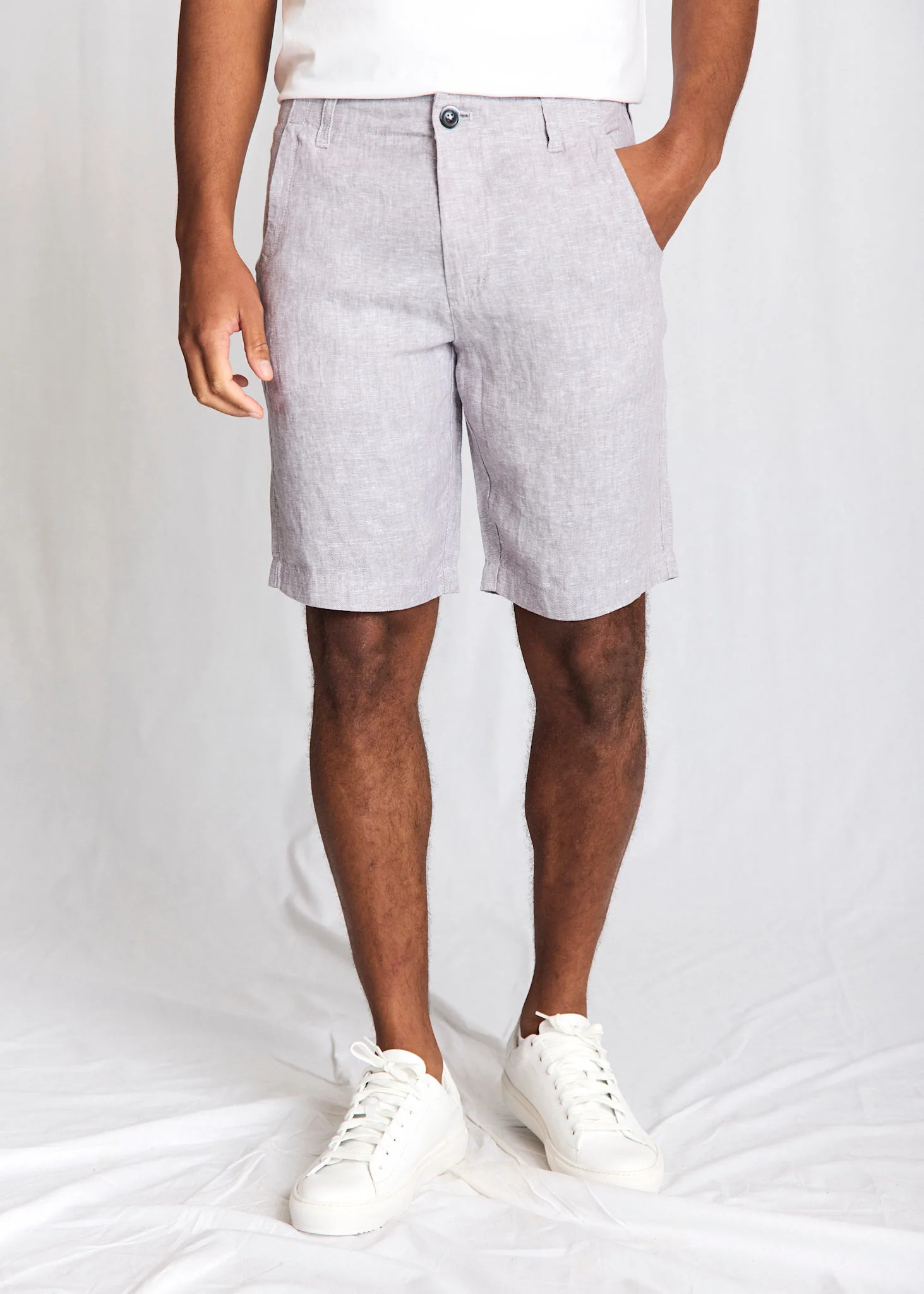 BS Paolos Regular Fit Shorts  - Light Grey - Image 3