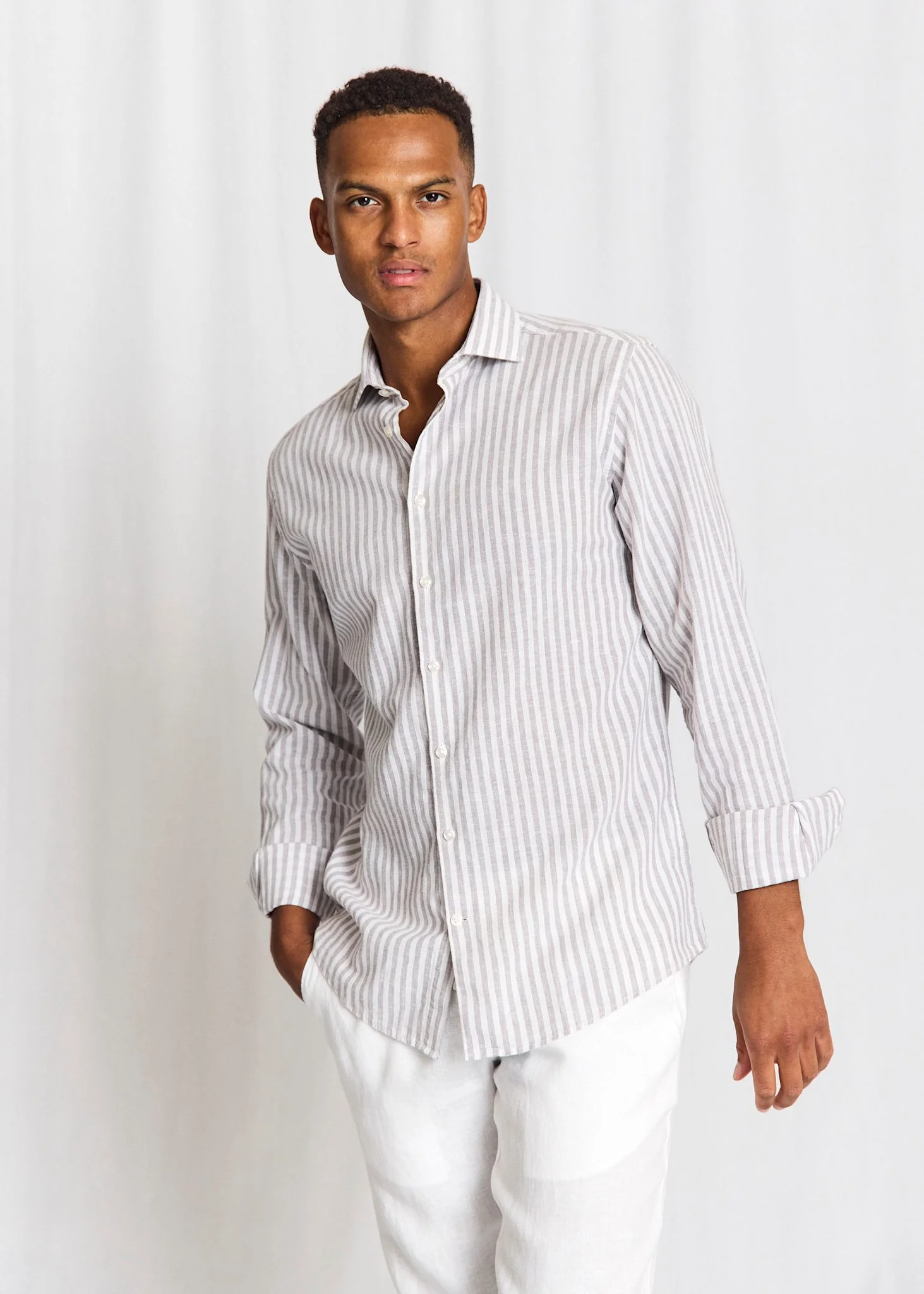 BS Rubio Casual Modern Fit Shirt - Grey/White - Image 3